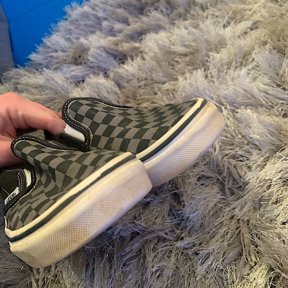 Black and grey checkered vans boys size 2 - Picture 3 of 10